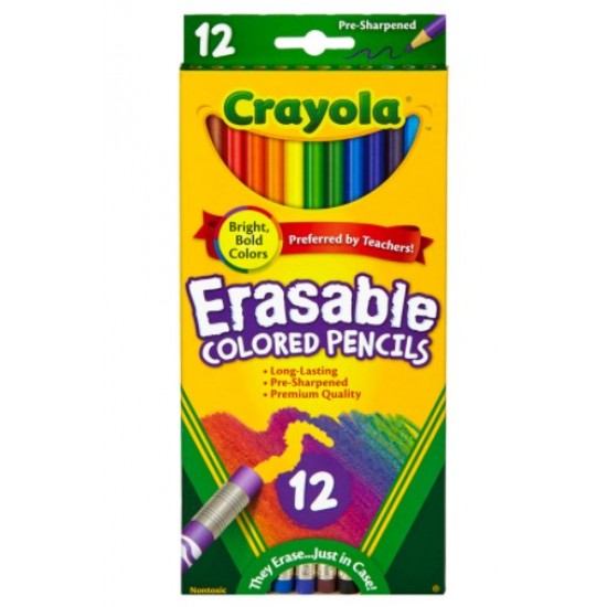 Ensemble de Crayons de Couleur en Bois Effaçables : 12