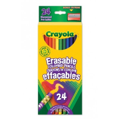 Ensemble de Crayons de Couleur en Bois Effaçables : 24