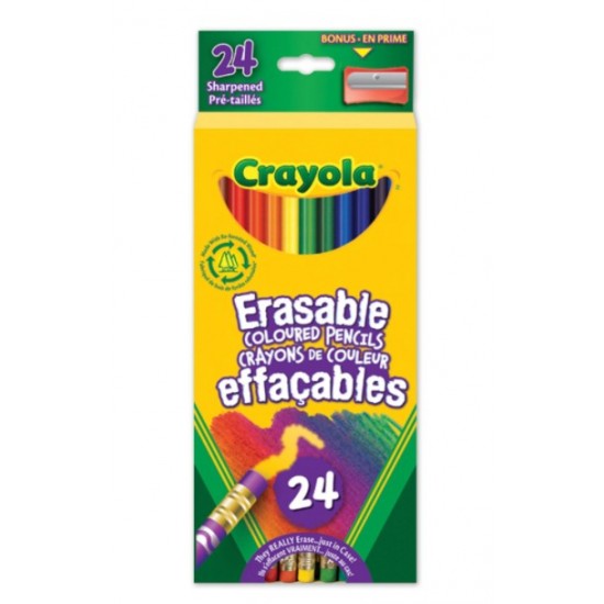 Ensemble de Crayons de Couleur en Bois Effaçables : 24
