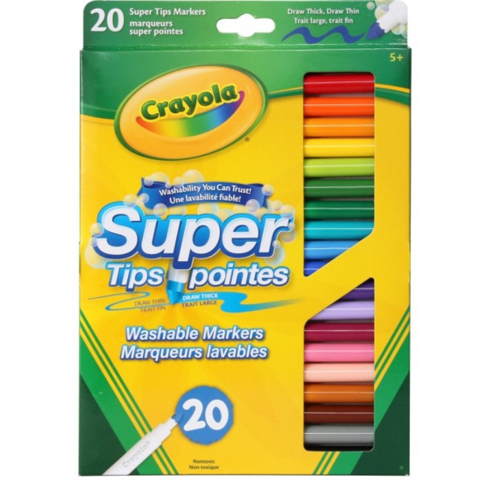Crayola Pastel- SuperTips, Marqueurs lavables à pointe Medium , paquet de  20, pour