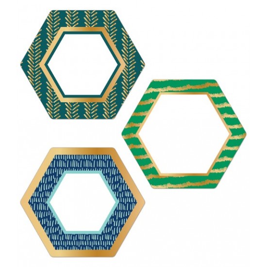 Collection One World : Décorations Cartonnées 15 cm - Hexagones avec Accents Dorés