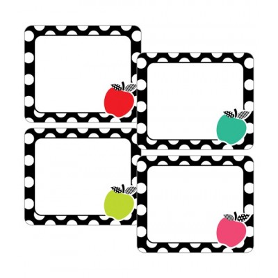 Collection Schoolgirl Style - Étiquettes de Nom Autocollantes : Pommes Colorées