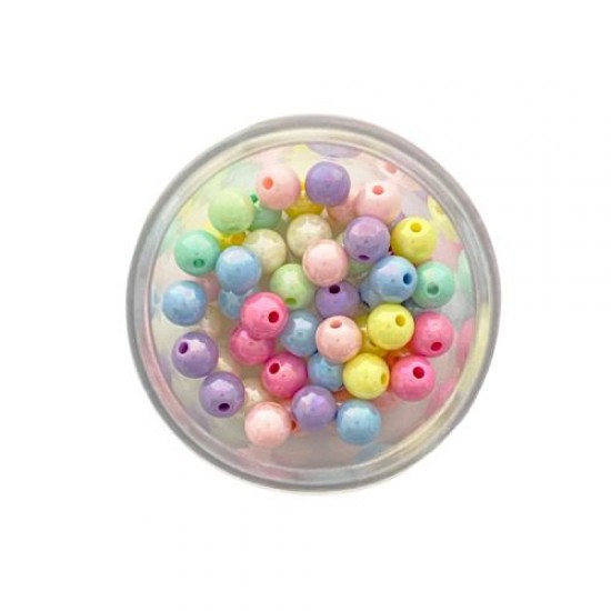 Perles Rondes en Plastique 1cm : Assorties Pastel Nacrées\280 pièces