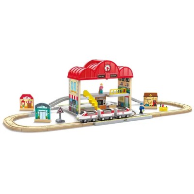 Camion De Pompier Hape Pour Circuit En Bois – Électrique, Sirène, échelle Mobile – Dès 3 Ans – Compatible Marques Connues