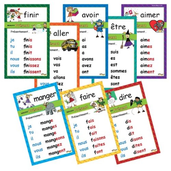 Affiches 8 1/2 x 14'' : Trousse Verbes 1er cycle - ens. de 8