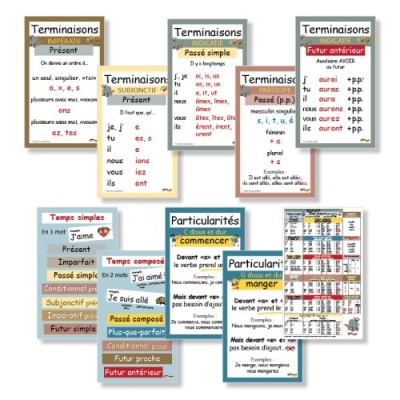 Affiches 8 1/2 x 14'' : Trousse Verbes 3ème cycle - ens. de 24