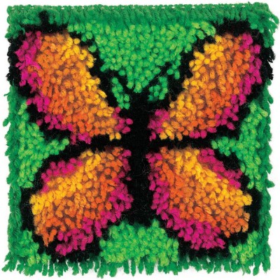 Crochet - Papillon Orange et Jaune 20x20cm