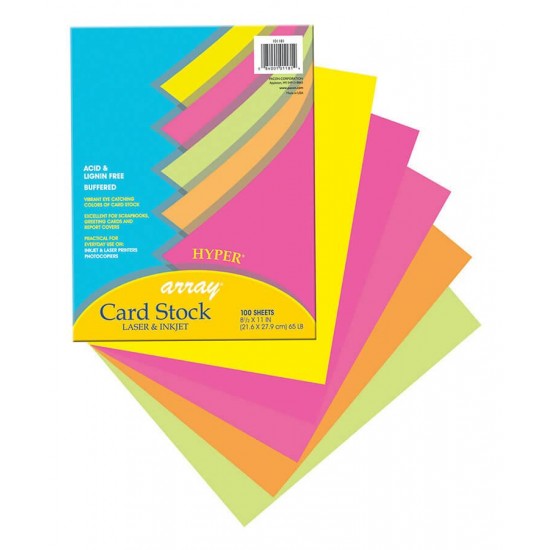 Papier Cartonné Coloré 8.5x11'' : Couleurs Fluo\pqt. 100