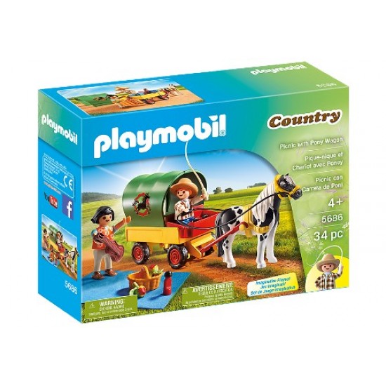 Playmobil Country- Pique-Nique et Chariot avec Poney #5686