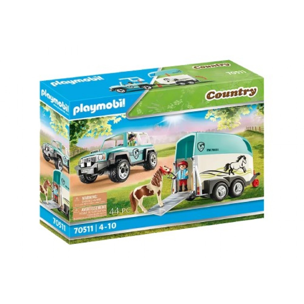 Playmobil - Country : Voiture et Van pour Poney #70511, à l