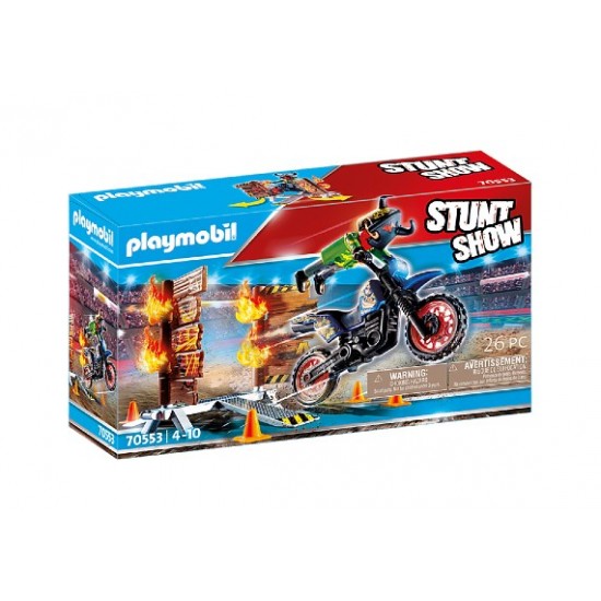 Playmobil - Stuntshow Pilote de moto et mur de feu #70553