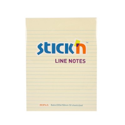 Notes Lignées Adhésives Repositionnables Stick'n 8 x 6''\50 feuilles