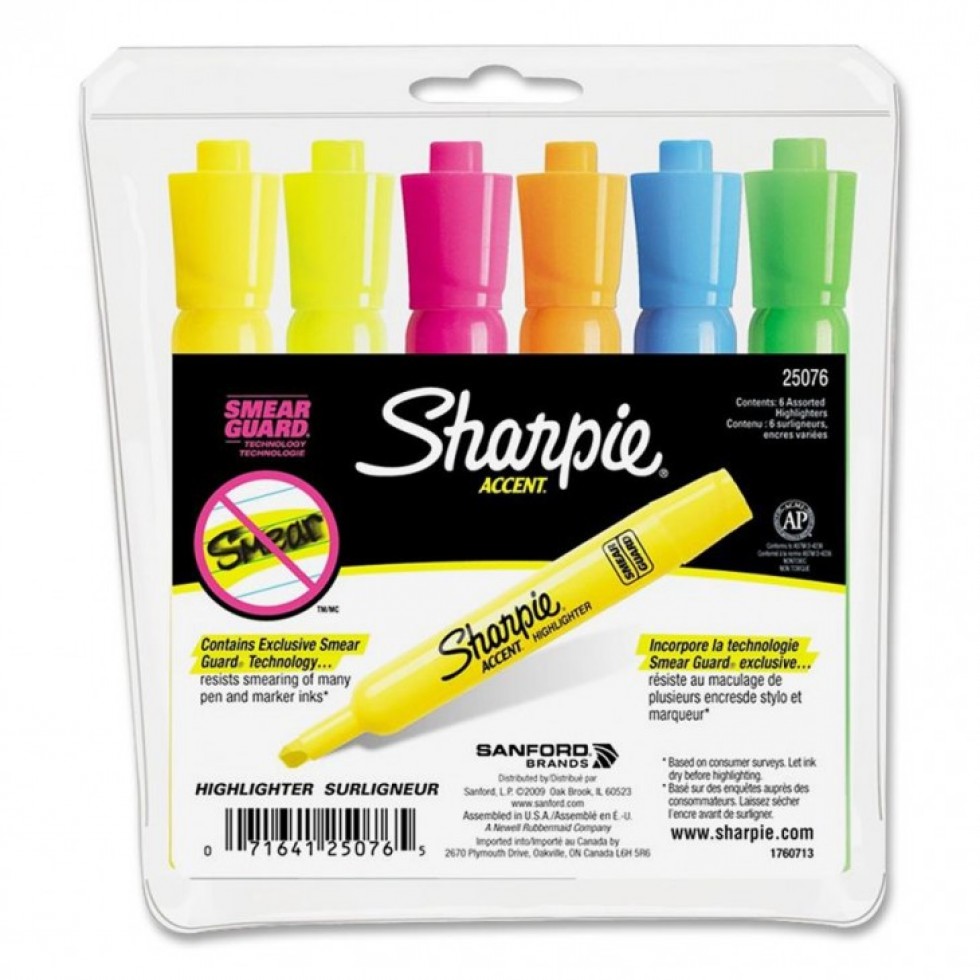 Sharpie - Surligneurs Accent avec pointe biseautée, couleurs