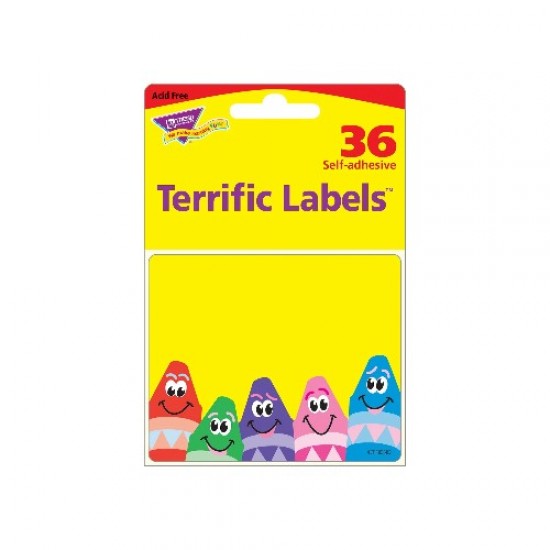 Étiquettes de Nom Autocollantes : Crayons Colorés/36